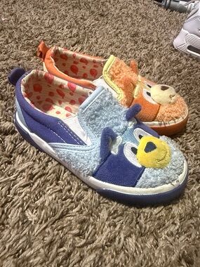 Kids Plush Character Slip-On Sneakers - Blue & Orange